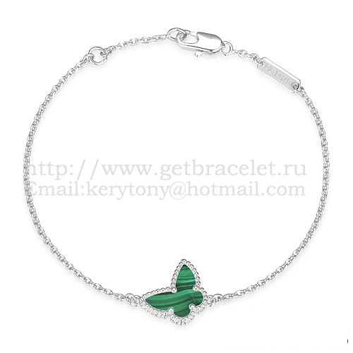 Van Cleef & Arpels Sweet Alhambra Butterfly Bracelet White Gold With Malachite Mother Of Pearl
