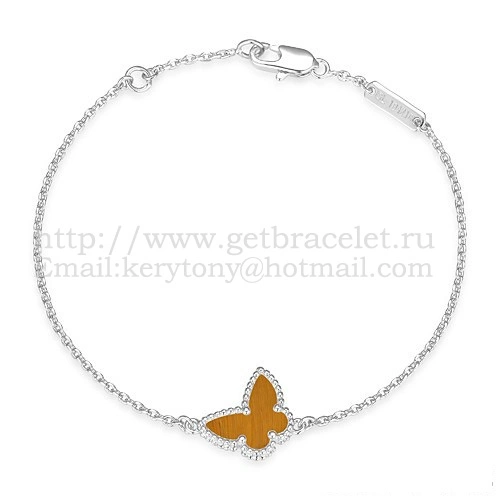 Van Cleef & Arpels Sweet Alhambra Butterfly Bracelet White Gold With Tiger’s Eye Mother Of Pearl