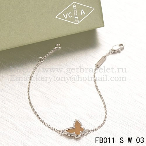 Van Cleef & Arpels Sweet Alhambra Butterfly Bracelet White Gold With Tiger’s Eye Mother Of Pearl