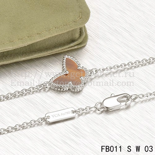 Van Cleef & Arpels Sweet Alhambra Butterfly Bracelet White Gold With Tiger’s Eye Mother Of Pearl