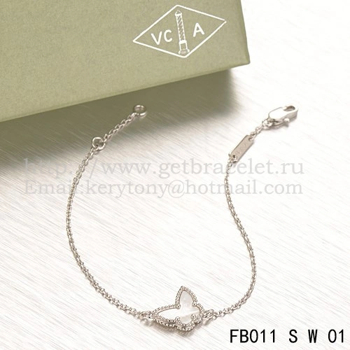 Van Cleef & Arpels Sweet Alhambra Butterfly Bracelet White Gold With White Mother Of Pearl