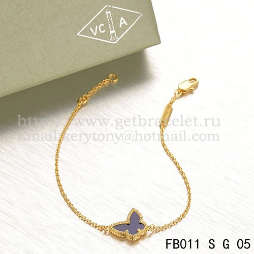 Van Cleef & Arpels Sweet Alhambra Butterfly Bracelet Yellow Gold With Lapis Stone Mother Of Pearl