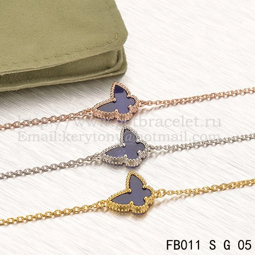 Van Cleef & Arpels Sweet Alhambra Butterfly Bracelet Yellow Gold With Lapis Stone Mother Of Pearl