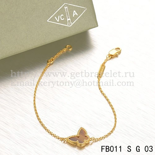 Van Cleef & Arpels Sweet Alhambra Butterfly Bracelet Yellow Gold With Tiger’s Eye Mother Of Pearl