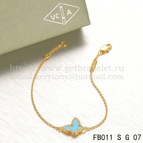 Van Cleef & Arpels Sweet Alhambra Butterfly Bracelet Yellow Gold With Turquoise Mother Of Pearl