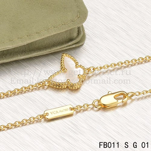 Van Cleef & Arpels Sweet Alhambra Butterfly Bracelet Yellow Gold With White Mother Of Pearl