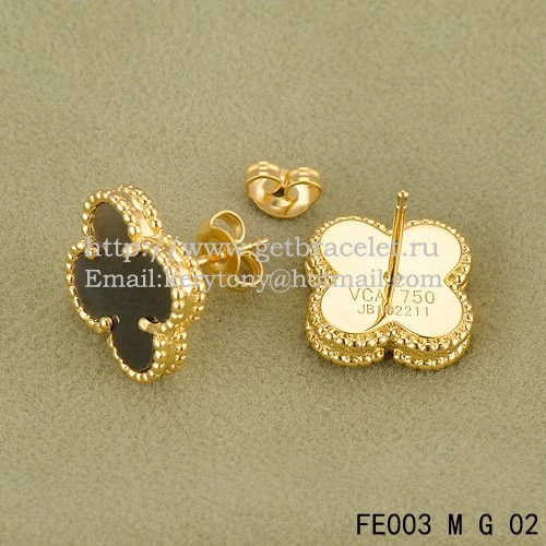 Van Cleef & Arpels Sweet Alhambra Earrings Yellow Gold With Gray Mother Of Pearl