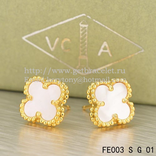 Van Cleef & Arpels Sweet Alhambra Earrings Yellow Gold With White Mother Of Pearl