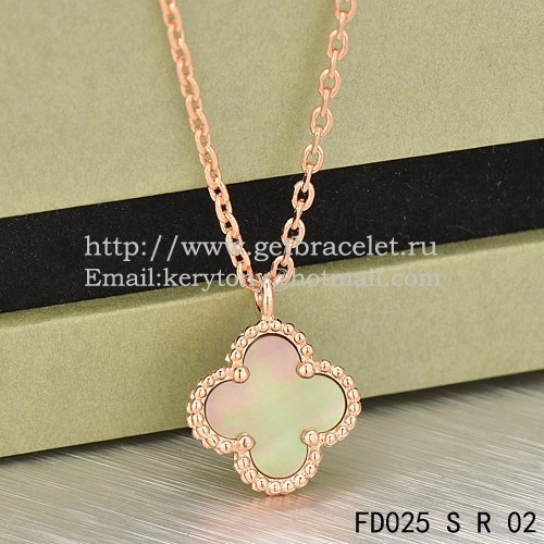 Van Cleef & Arpels Sweet Alhambra Pendant Pink Gold With Gray Mother Of Pearl 9mm
