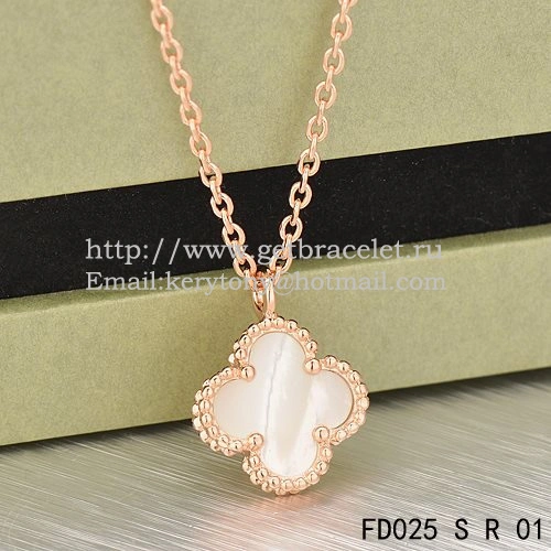 Van Cleef & Arpels Sweet Alhambra Pendant Pink Gold With White Mother Of Pearl 9mm