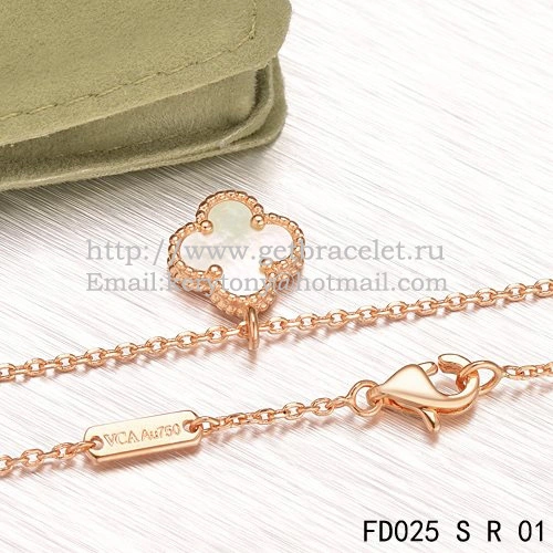 Van Cleef & Arpels Sweet Alhambra Pendant Pink Gold With White Mother Of Pearl 9mm