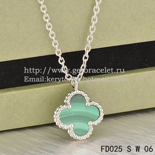 Van Cleef & Arpels Sweet Alhambra Pendant White Gold With Malachite Mother Of Pearl 9mm