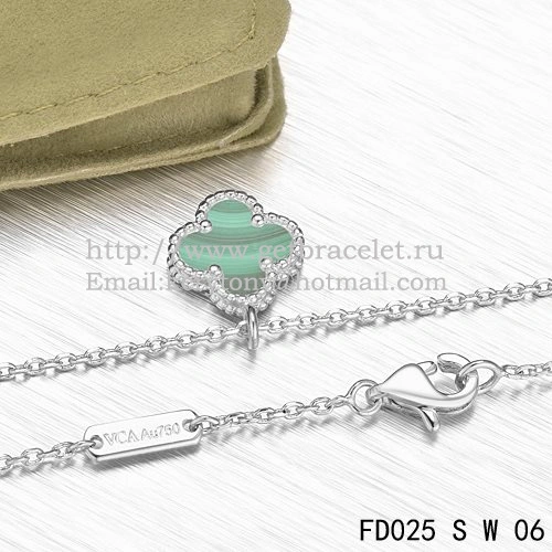 Van Cleef & Arpels Sweet Alhambra Pendant White Gold With Malachite Mother Of Pearl 9mm