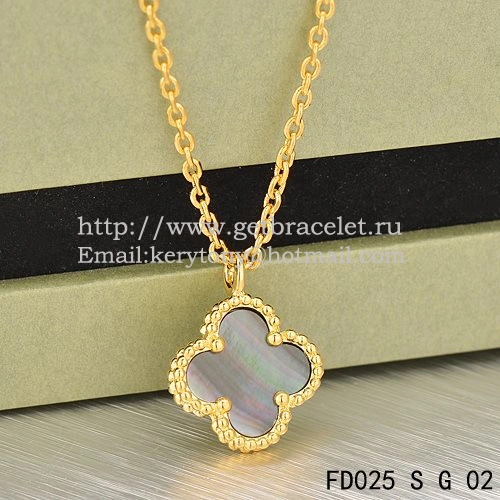 Van Cleef & Arpels Sweet Alhambra Pendant Yellow Gold With Gray Mother Of Pearl 9mm