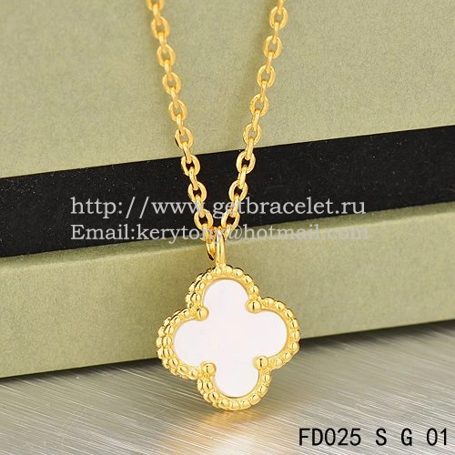 Van Cleef & Arpels Sweet Alhambra Pendant Yellow Gold With White Mother Of Pearl 9mm