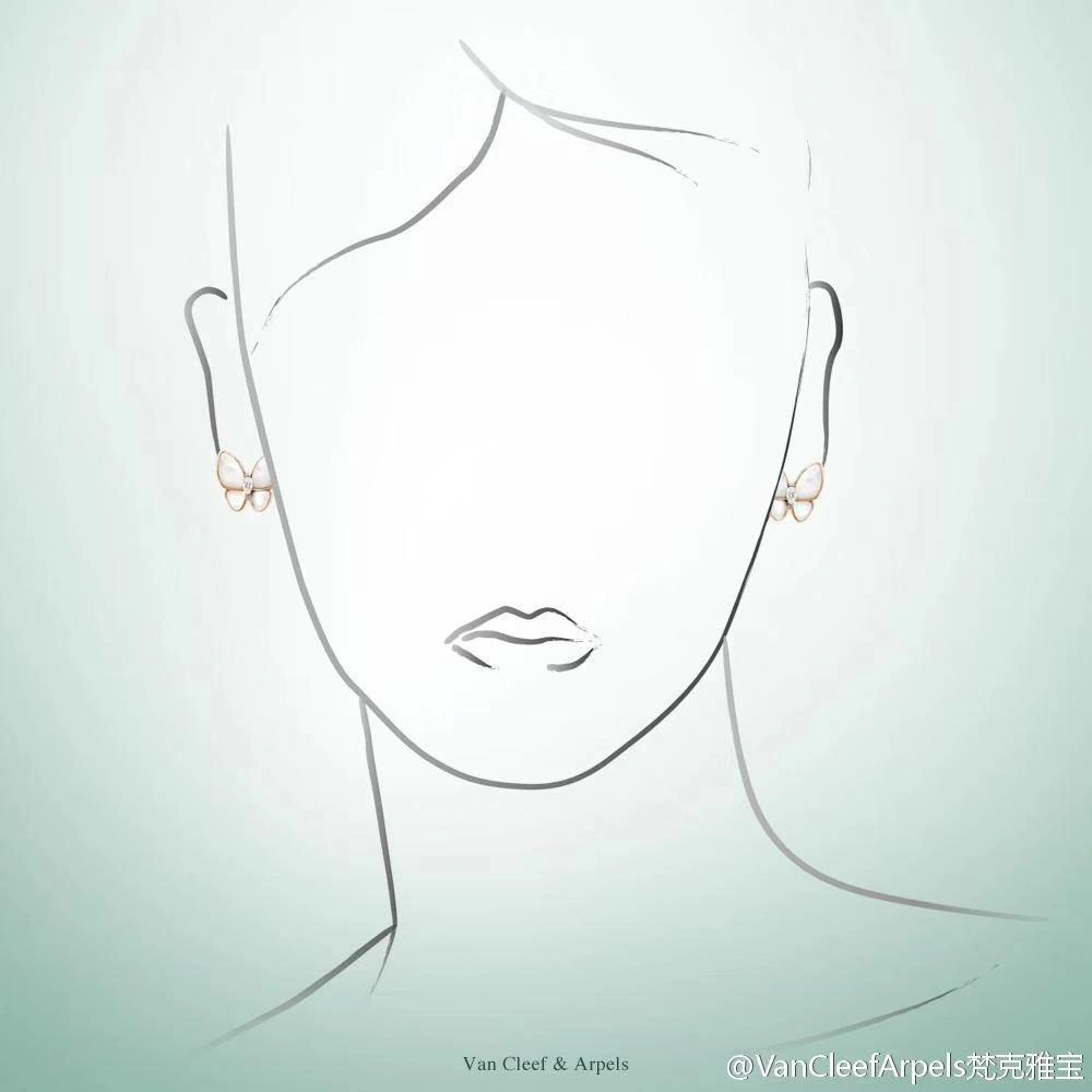 Van Cleef & Arpels Two Butterfly Earrings Mother-of-pearl With Diamond 3 Color