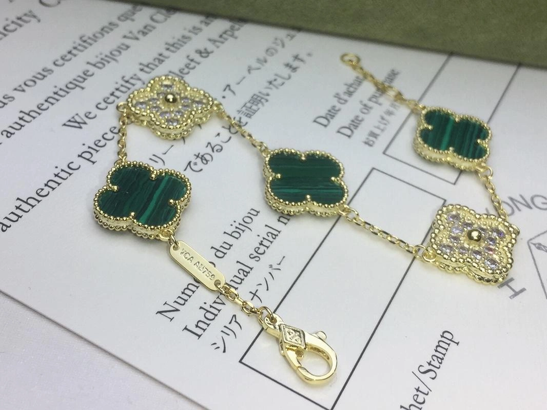 Van Cleef & Arpels Vintage Alhambra Bracelet 5 Motifs Mother-of-pearl Diamond