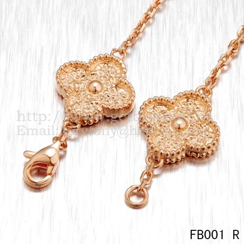 Van Cleef & Arpels Vintage Alhambra Bracelet 5 Motifs Pink Gold