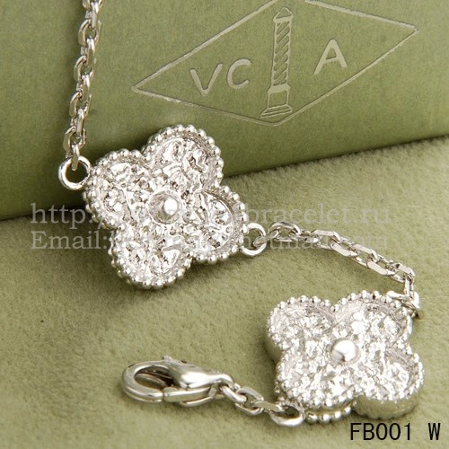 Van Cleef & Arpels Vintage Alhambra Bracelet 5 Motifs White Gold