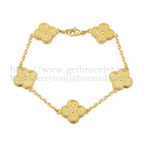 Van Cleef & Arpels Vintage Alhambra Bracelet 5 Motifs Yellow Gold