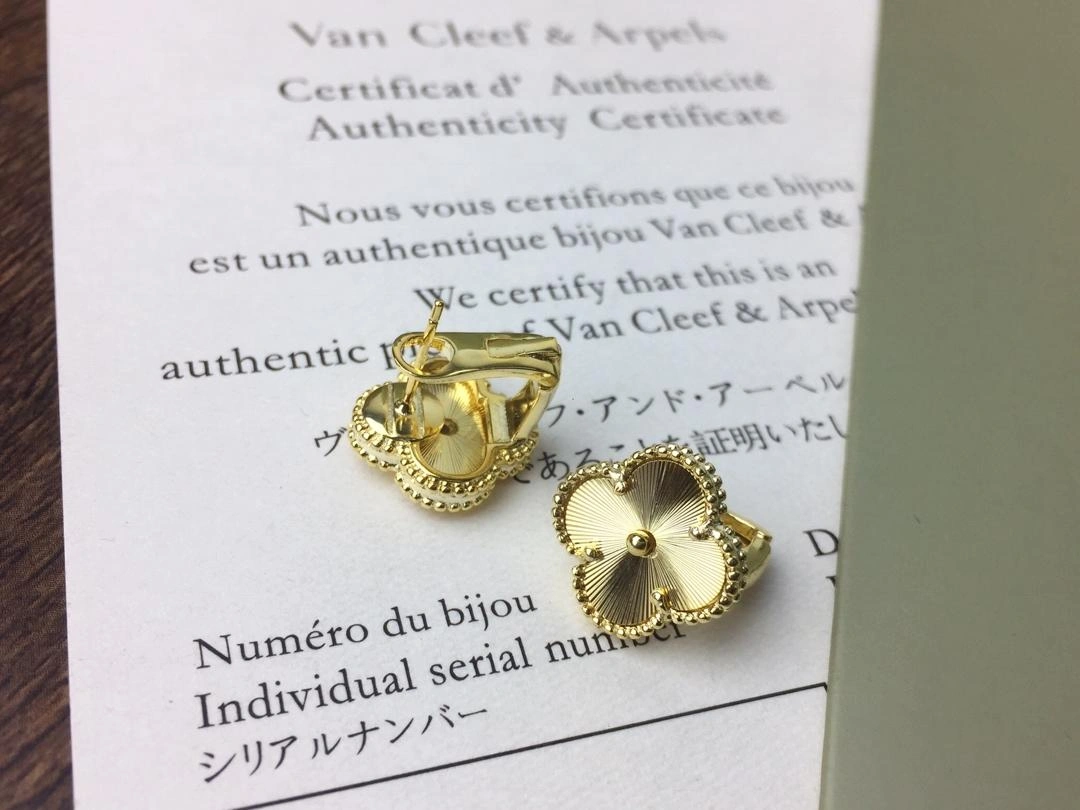 Van Cleef & Arpels Vintage Alhambra Earring Guilloche Yellow Gold
