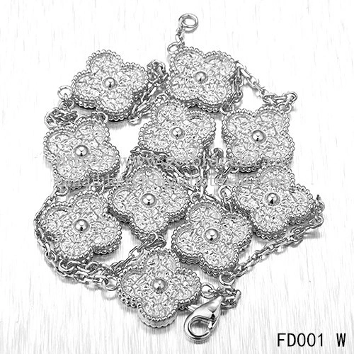 Van Cleef & Arpels Vintage Alhambra Necklace White Gold 10 Motifs