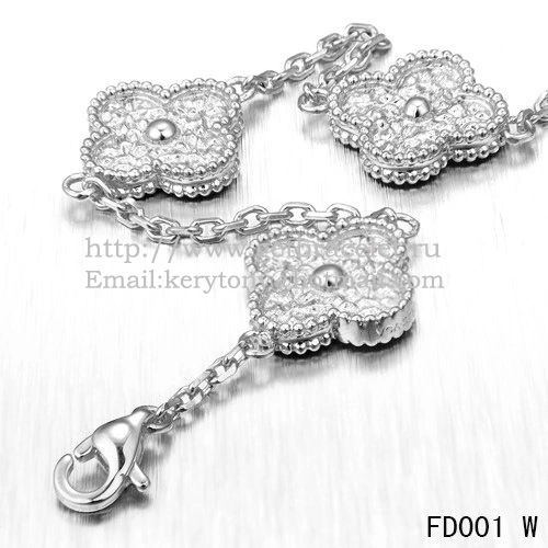 Van Cleef & Arpels Vintage Alhambra Necklace White Gold 10 Motifs