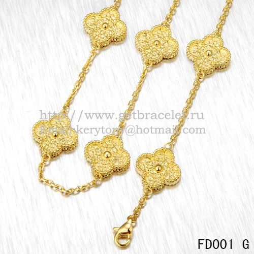Van Cleef & Arpels Vintage Alhambra Necklace Yellow Gold 10 Motifs