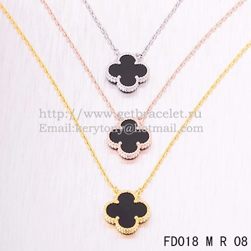 Van Cleef & Arpels Vintage Alhambra Pendant Pink Gold With Black Agate Mother Of Pearl 15mm