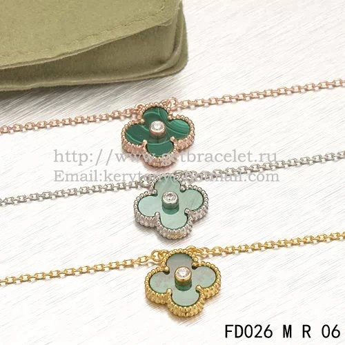 Van Cleef & Arpels Vintage Alhambra Pendant Pink Gold With Malachite Mother Of Pearl Round Diamonds