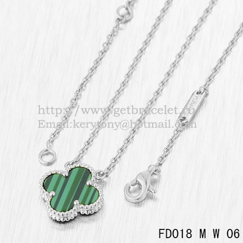 Van Cleef & Arpels Vintage Alhambra Pendant White Gold With Malachite Mother Of Pearl 15mm