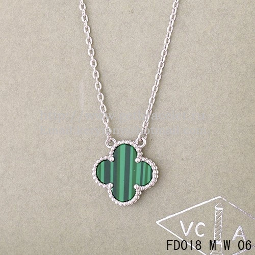 Van Cleef & Arpels Vintage Alhambra Pendant White Gold With Malachite Mother Of Pearl 15mm