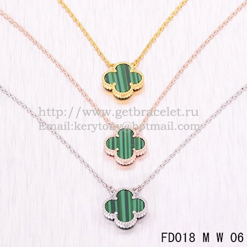 Van Cleef & Arpels Vintage Alhambra Pendant White Gold With Malachite Mother Of Pearl 15mm