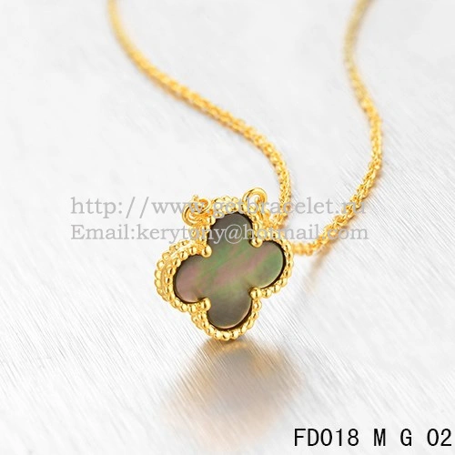 Van Cleef & Arpels Vintage Alhambra Pendant Yellow Gold Colorful Mother Of Pearl 15mm