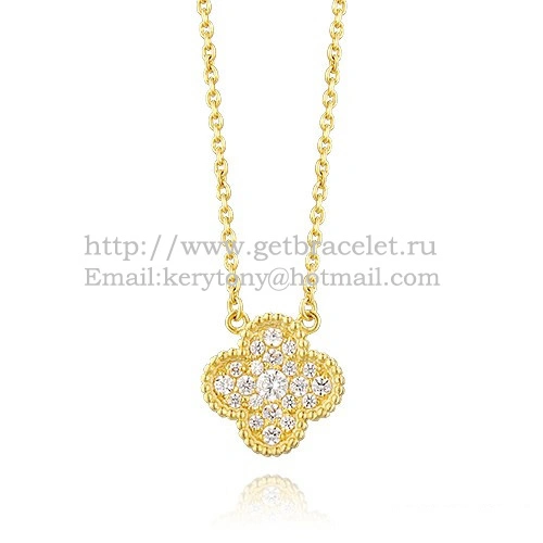 Van Cleef & Arpels Vintage Alhambra Pendant Yellow Gold With Diamonds
