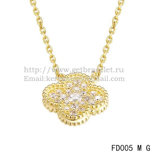 Van Cleef & Arpels Vintage Alhambra Pendant Yellow Gold With Diamonds