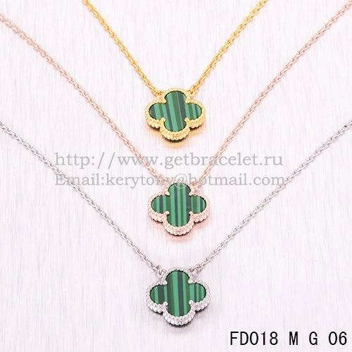 Van Cleef & Arpels Vintage Alhambra Pendant Yellow Gold With Malachite Mother Of Pearl 15mm