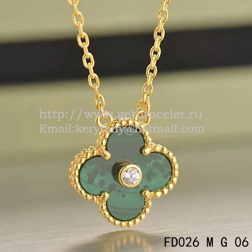 Van Cleef & Arpels Vintage Alhambra Pendant Yellow Gold With Malachite Mother Of Pearl Round Diamonds