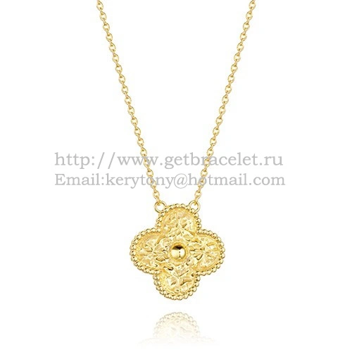 Van Cleef & Arpels Vintage Alhambra Pendant Yellow Gold With Round Diamonds
