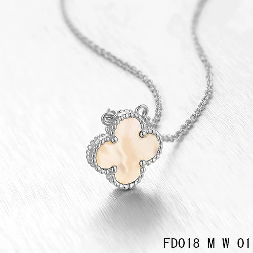 Van Cleef & arpels Vintage Alhambra Pendant White Gold White Mother Of Pearl 15mm