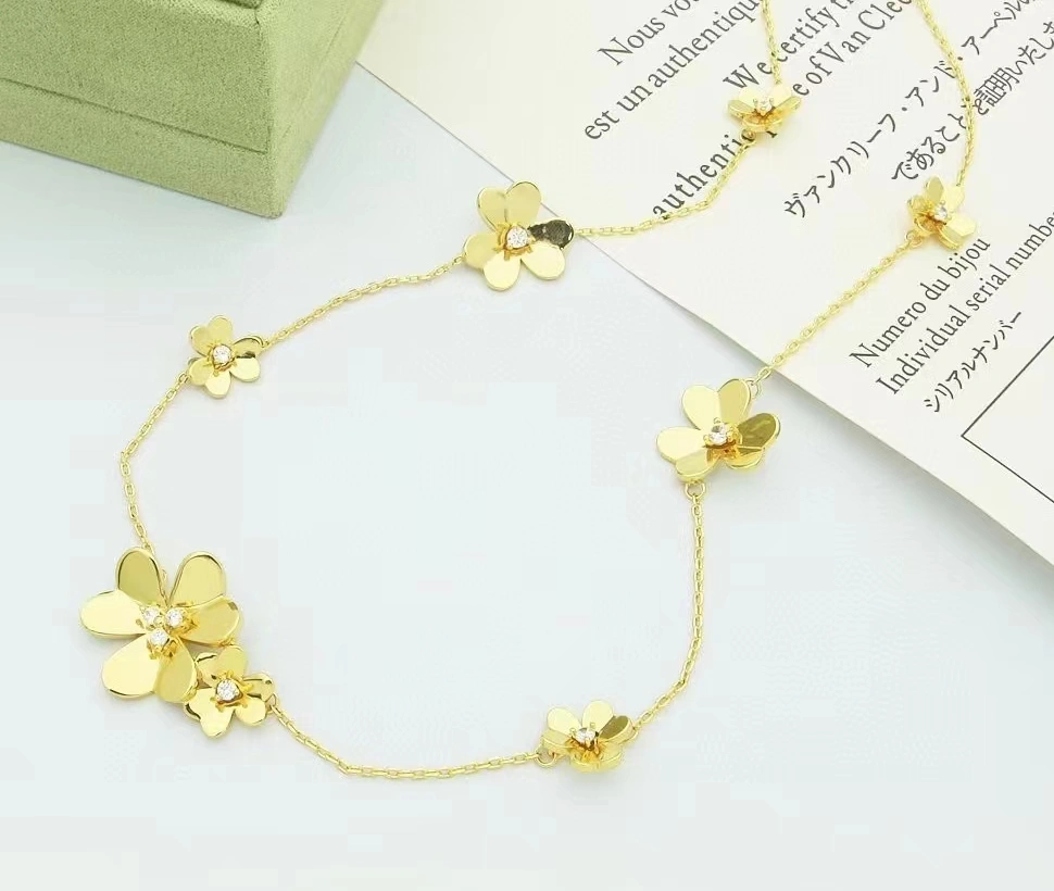 Van Cleef Arpels Frivole Necklace 9 Flowers With 11 Round Diamonds 3 Colors