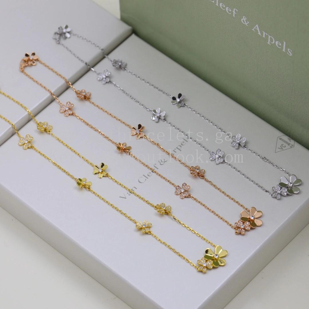 Van Cleef Arpels Frivole Necklace 9 Flowers with Diamonds Yellow Gold White Gold Rose Gold