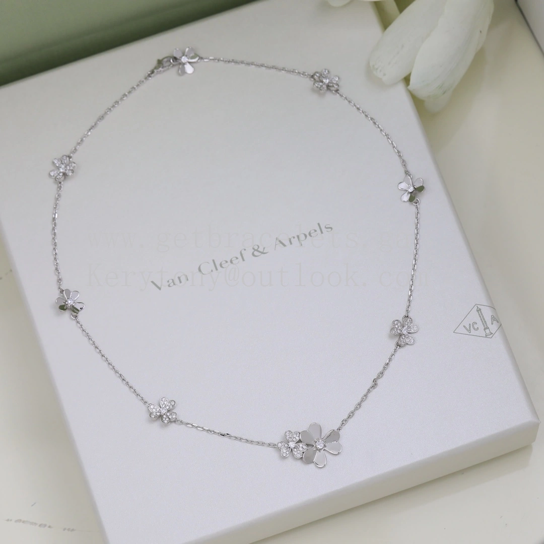 Van Cleef Arpels Frivole Necklace 9 Flowers with Diamonds Yellow Gold White Gold Rose Gold