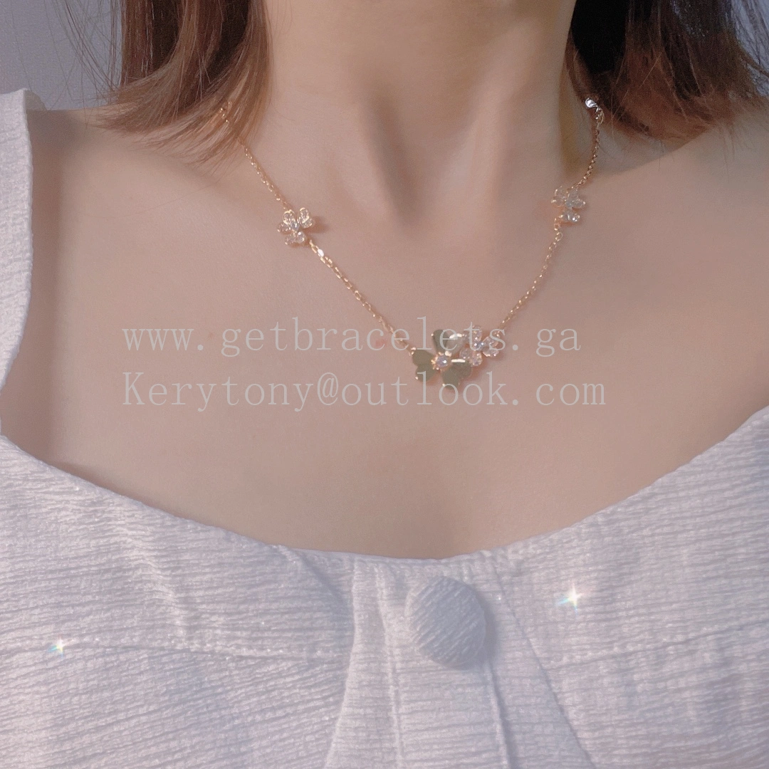 Van Cleef Arpels Frivole Necklace 9 Flowers with Diamonds Yellow Gold White Gold Rose Gold