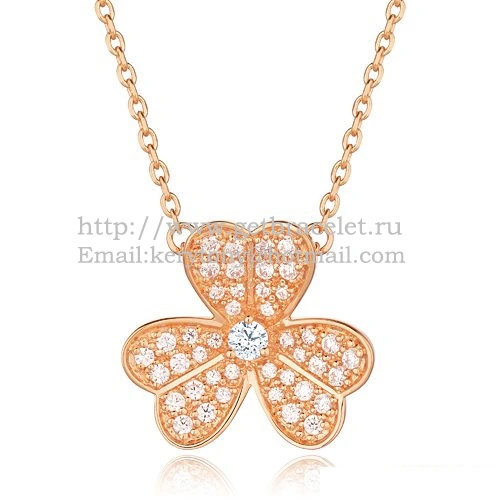 Van Cleef Arpels Frivole Necklace Pink Gold With Pave Diamonds
