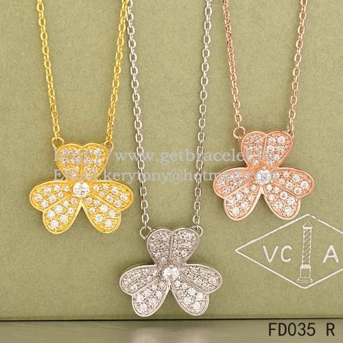 Van Cleef Arpels Frivole Necklace Pink Gold With Pave Diamonds