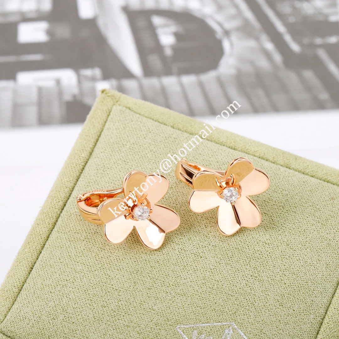 Van Cleef Arpels Frivole Small Earrings Rose Gold Yellow Gold With Diamond