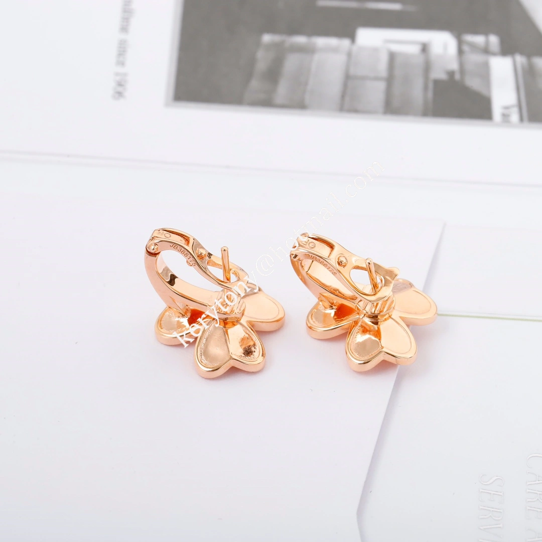 Van Cleef Arpels Frivole Small Earrings Rose Gold Yellow Gold With Diamond
