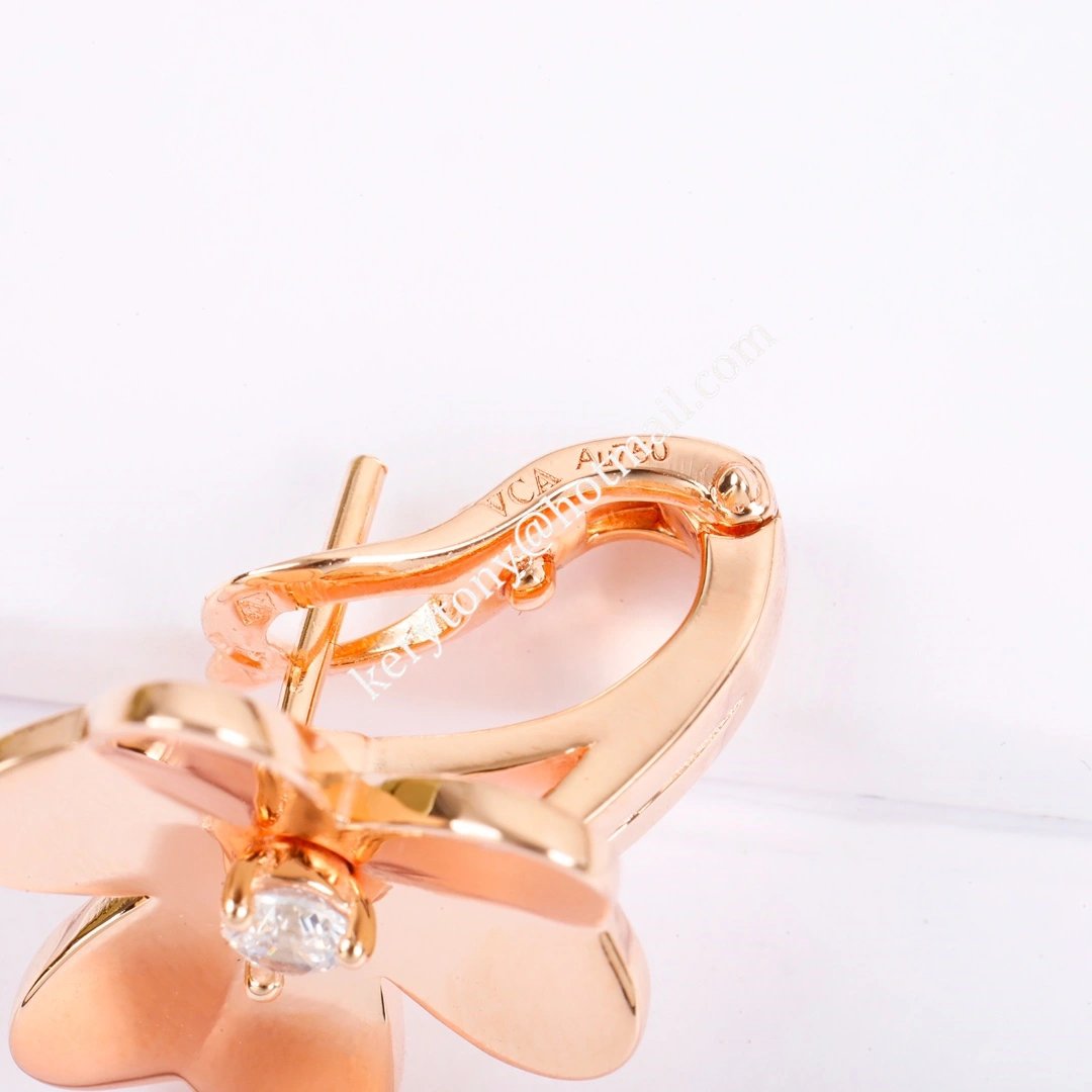 Van Cleef Arpels Frivole Small Earrings Rose Gold Yellow Gold With Diamond