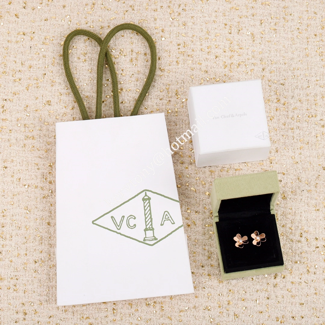 Van Cleef Arpels Frivole Small Earrings Rose Gold Yellow Gold With Diamond